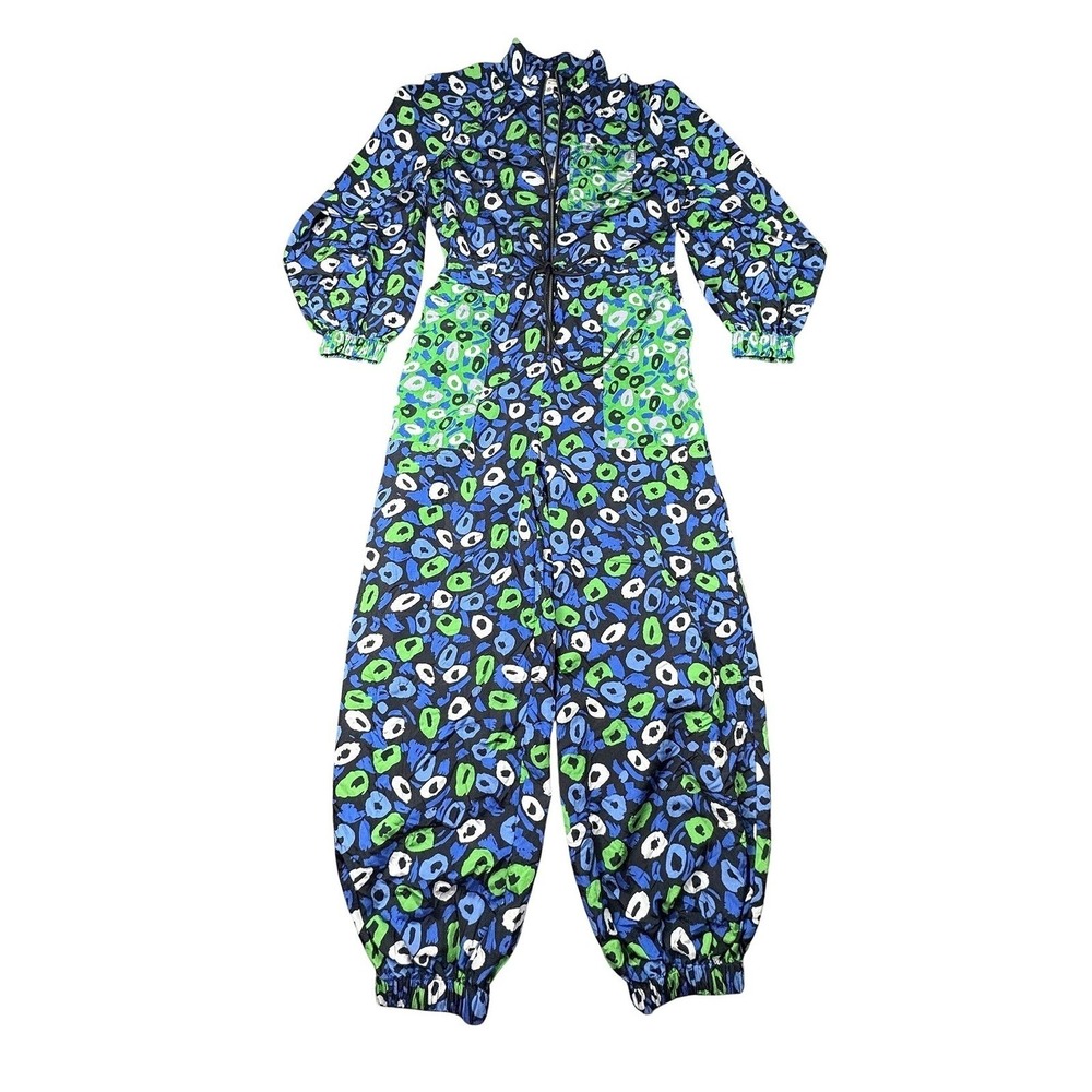 Diane Von Furstenberg x Target Womens Green Blue Jumpsuit 2XS NWT Funky Eclectic